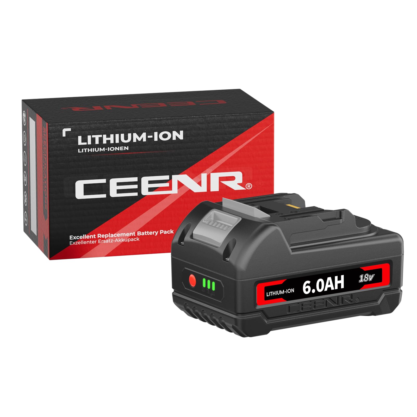 CEENR 6.0Ah Battery for Makita 18V and 6A Fast Charger