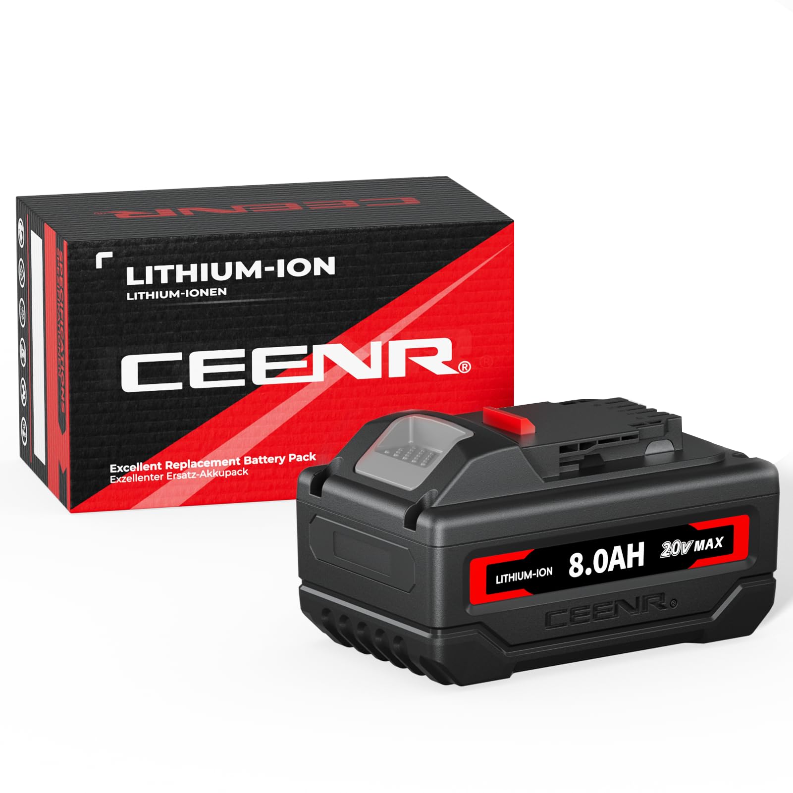 CEENR 8.0Ah Battery (with Lishen 21700 Cells) for DeWalt 20V Max | Replacement Model DCB200