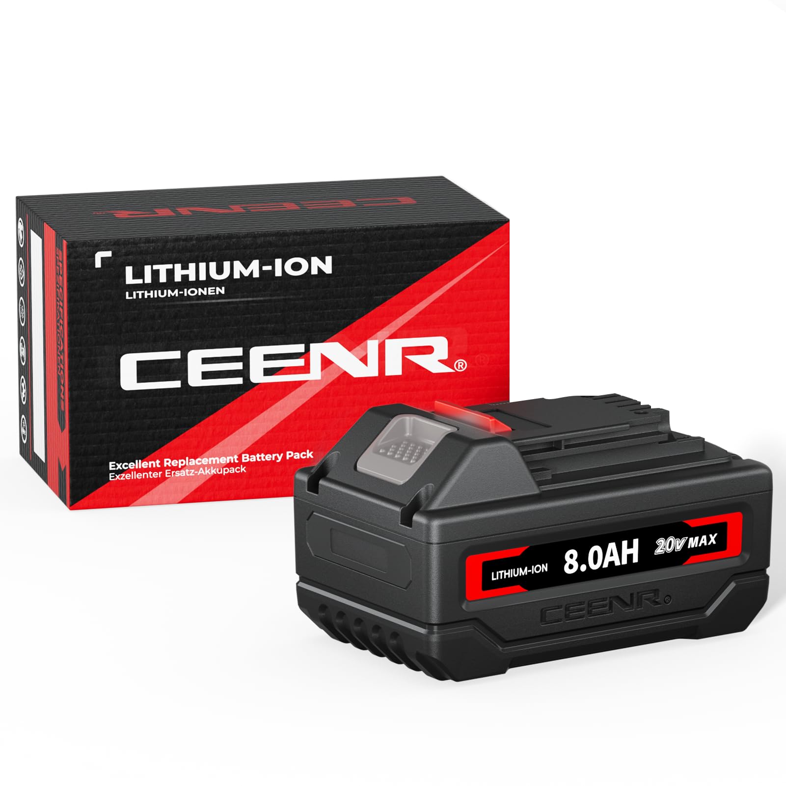 CEENR 8.0Ah Battery (with Lishen 21700 Cells) for Black and Decker 20V Max | Replacement Model LBXR20