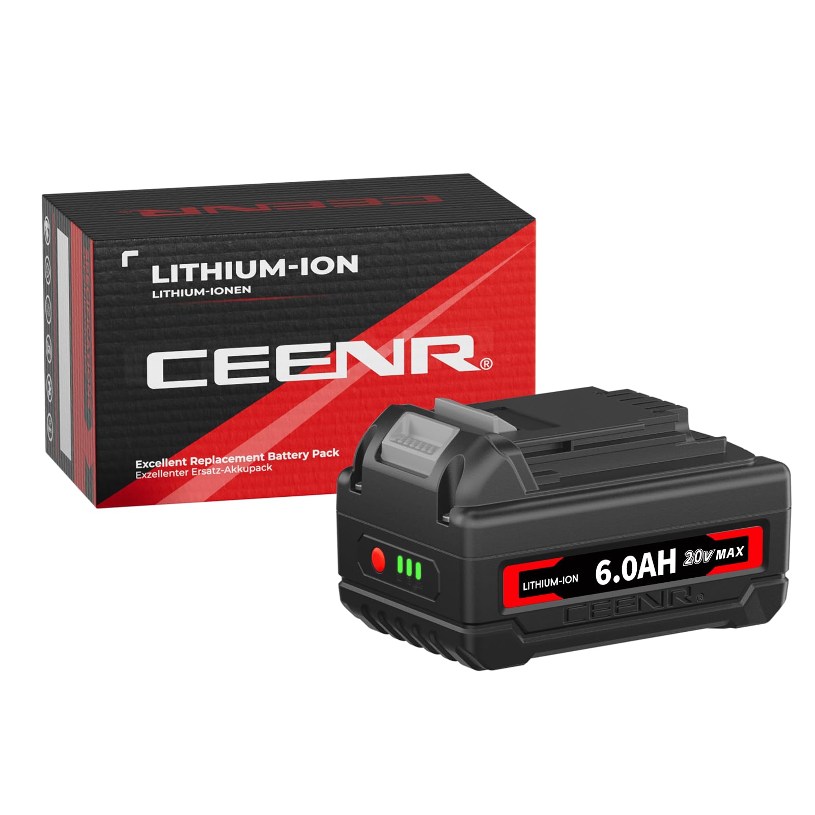 CEENR 6.0Ah Battery for Black and Decker 20V Max and 6A Fast Charger